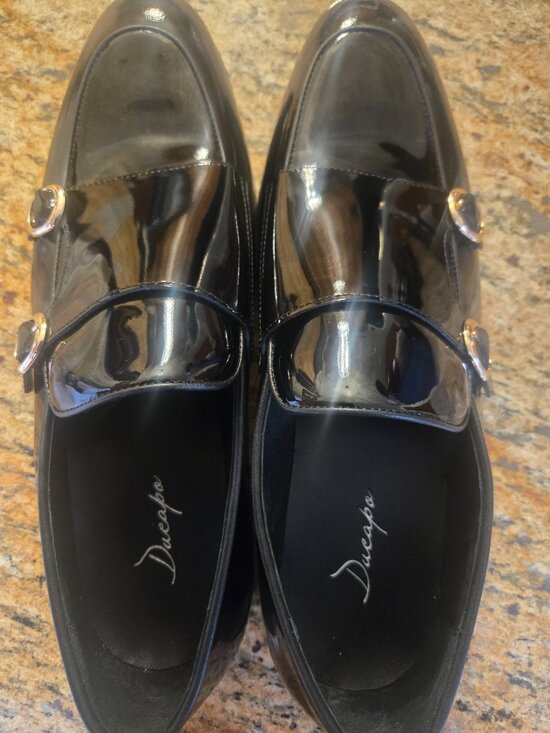 Ducapo Black Patent Leather Monk Strap Dress Shoes EU 45 2073-RB2 main image 10